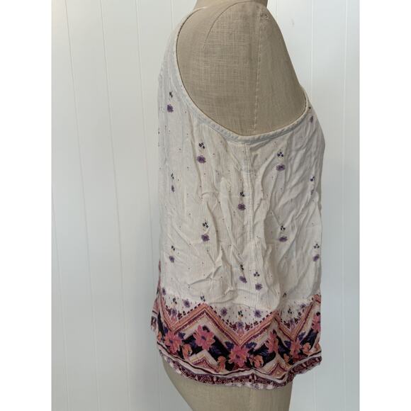 Mudd Tank Top Womens Large Boho Floral Embroidered Crochet Trim Summer Festival - Picture 5 of 11